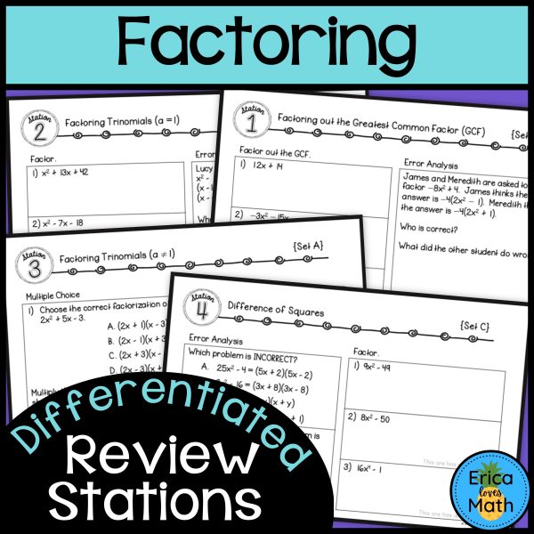 Factoring Polynomials Review Stations Activity | Differentiated ...