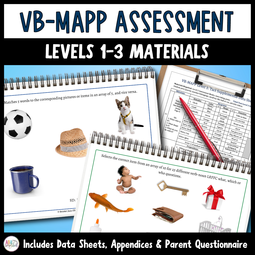 VB-MAPP Assessment Kit + Editable Data Sheets (Materials for Levels 1-3 )