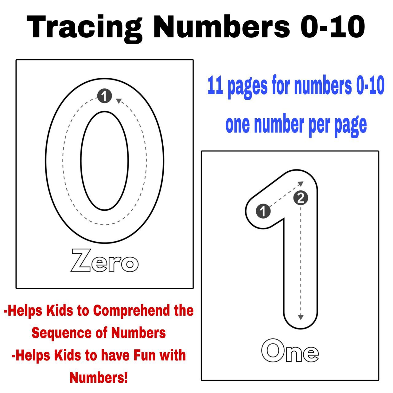 Tracing Numbers 0-10 for Preschoolers