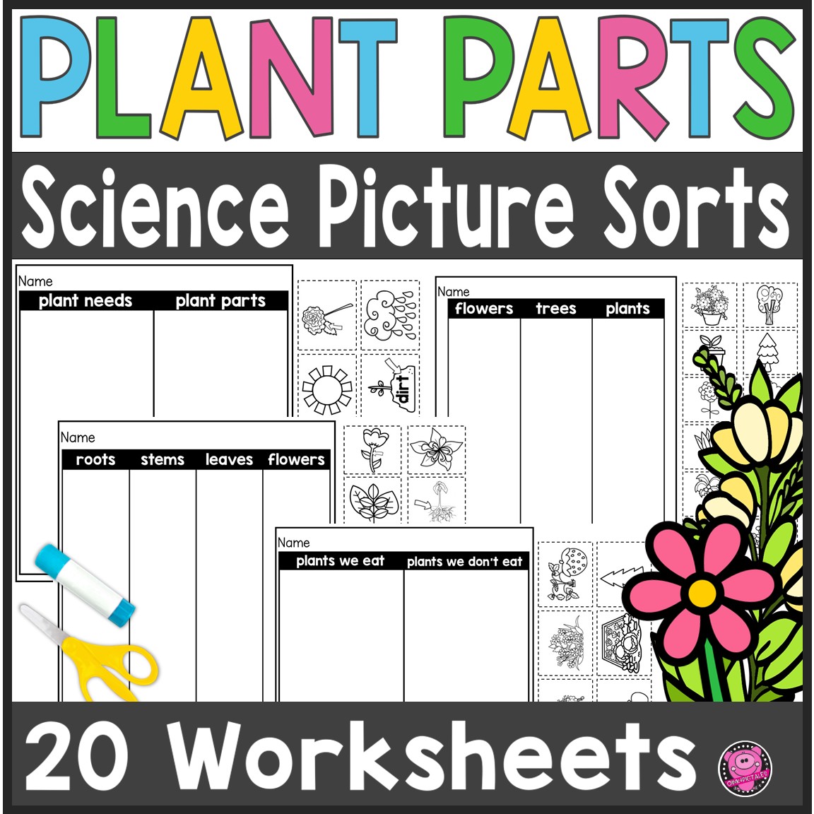 Parts of Plants Science Worksheet Sorts
