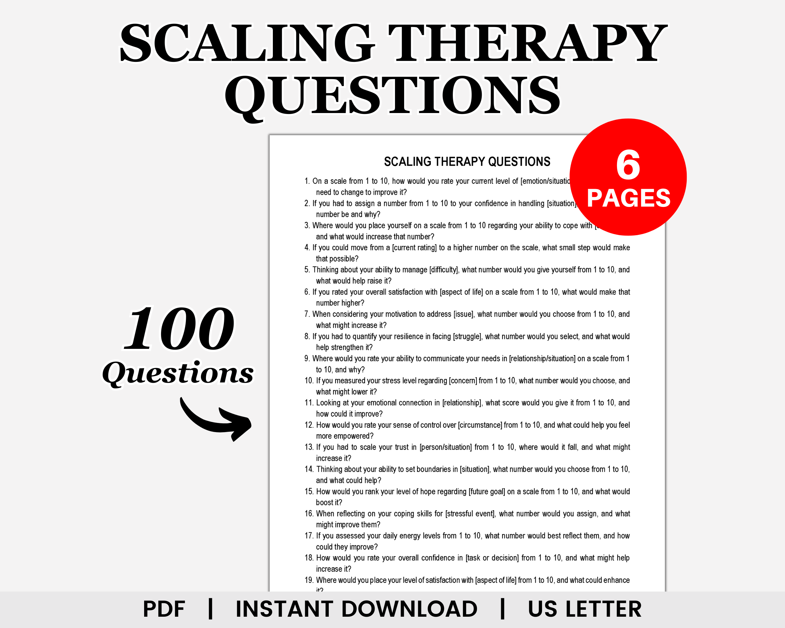 Scaling Therapy Questions, Scaling Questions, Solution Focused Brief Therapy, SFBT Therapy