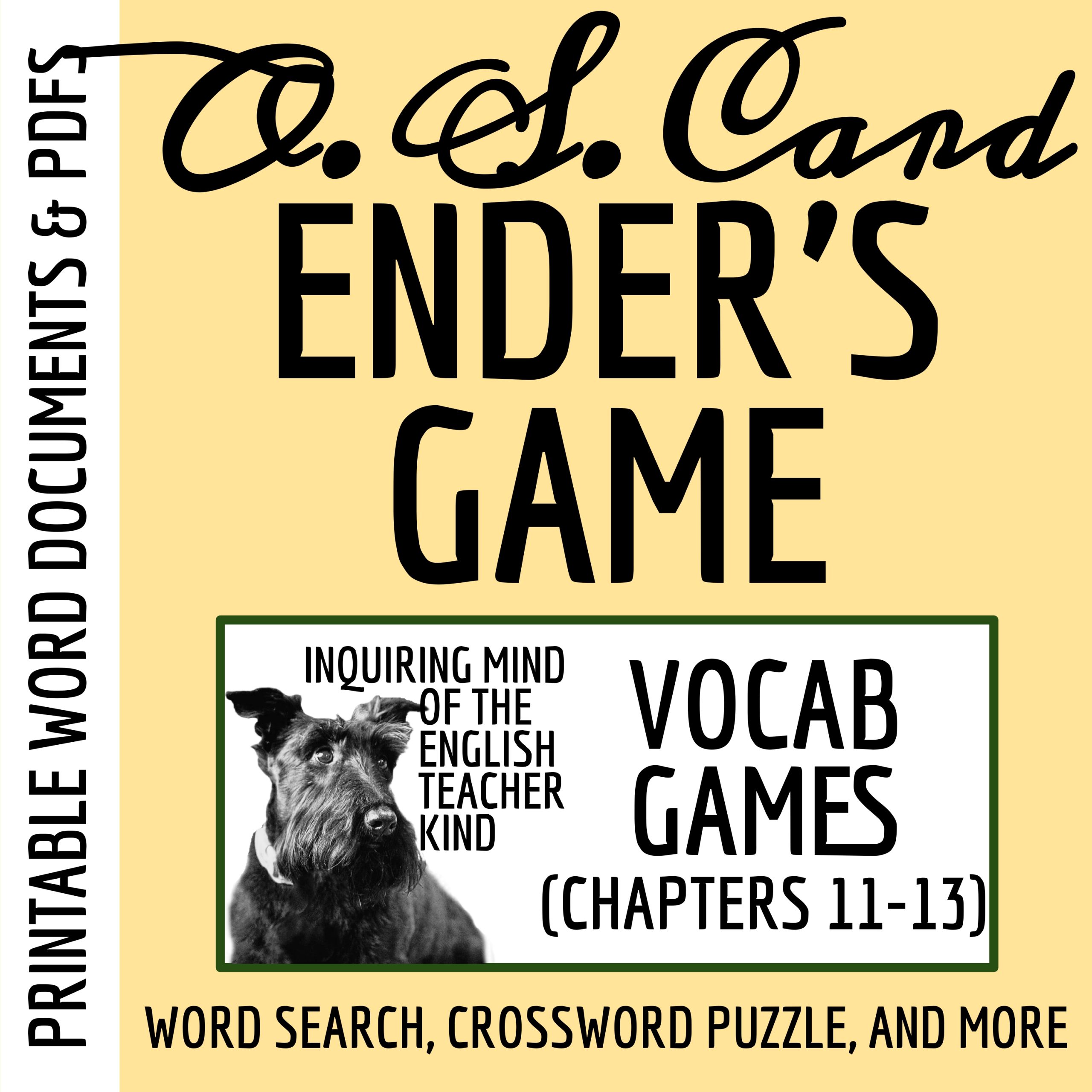 Ender's Game Chapters 11, 12, and 13 Vocabulary Games for High School