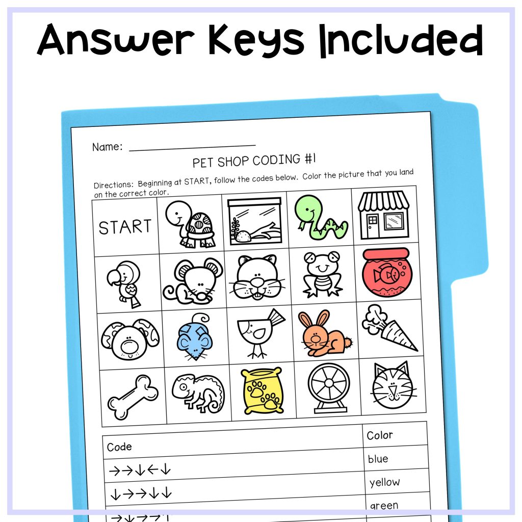 Coding Unplugged - Directional Coding - No Prep - Pet Shop Theme | Made ...