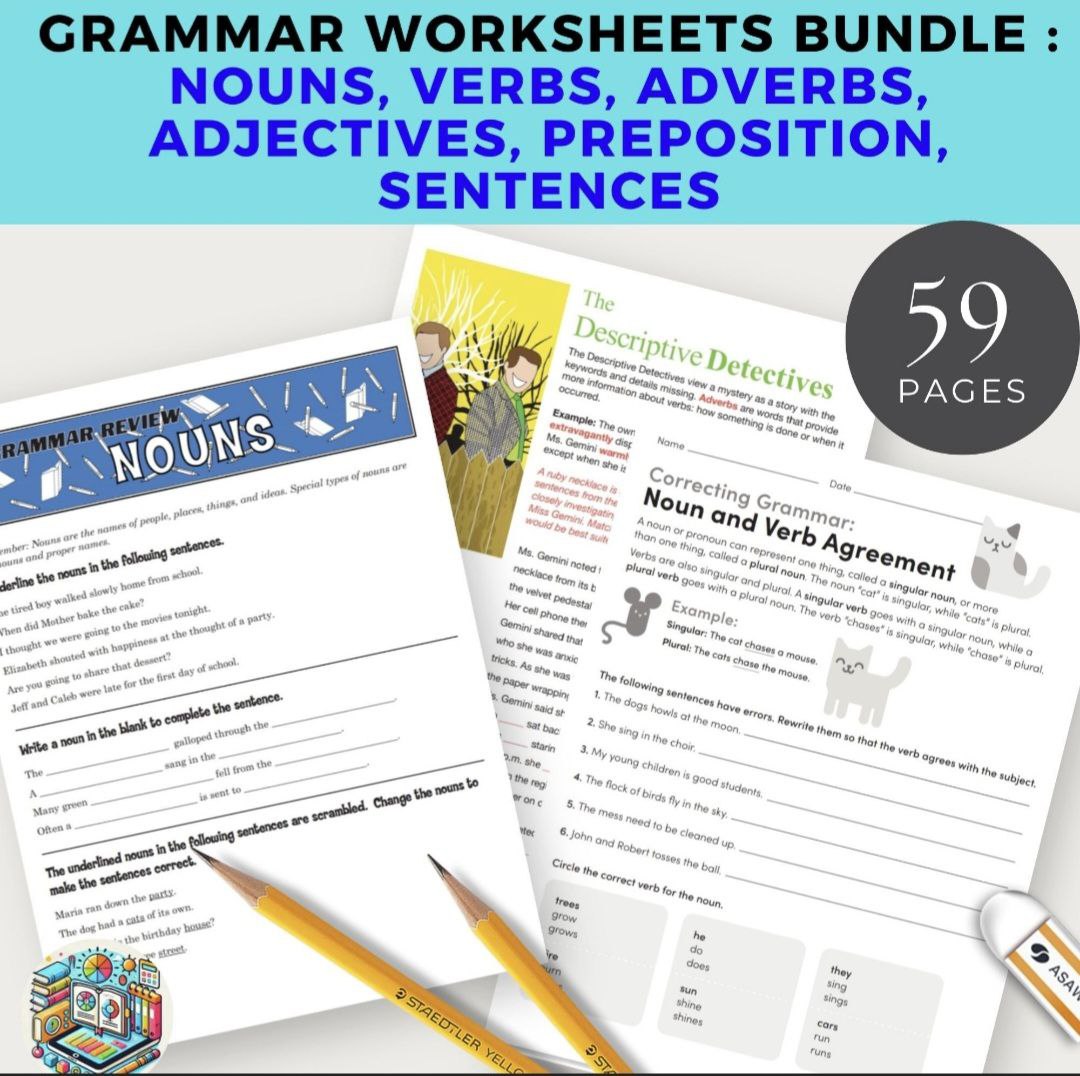 Daily Grammar Activities BUNDLE | Grammar Worksheets for 4th, 5th , 6th Grade