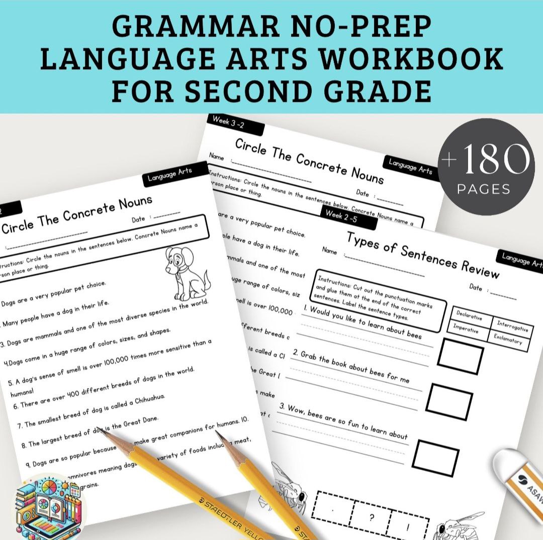 grammar No-Prep Language Arts Workbook for Second Grade