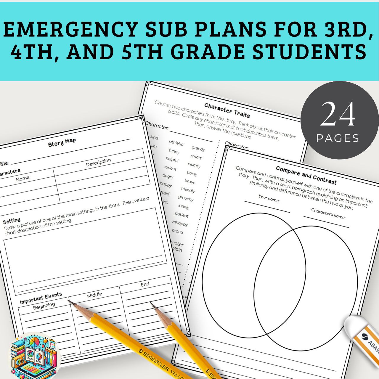 Emergency Sub Plans for 3rd, 4th, and 5th Grade Students
