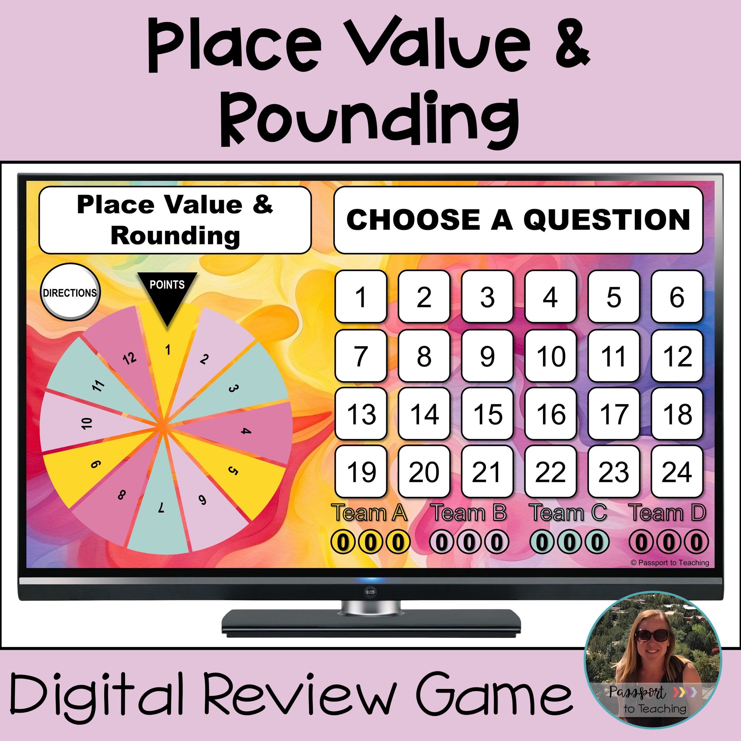 Place Value and Rounding Spinner Game PowerPoint Digital Activity - 4th Grade