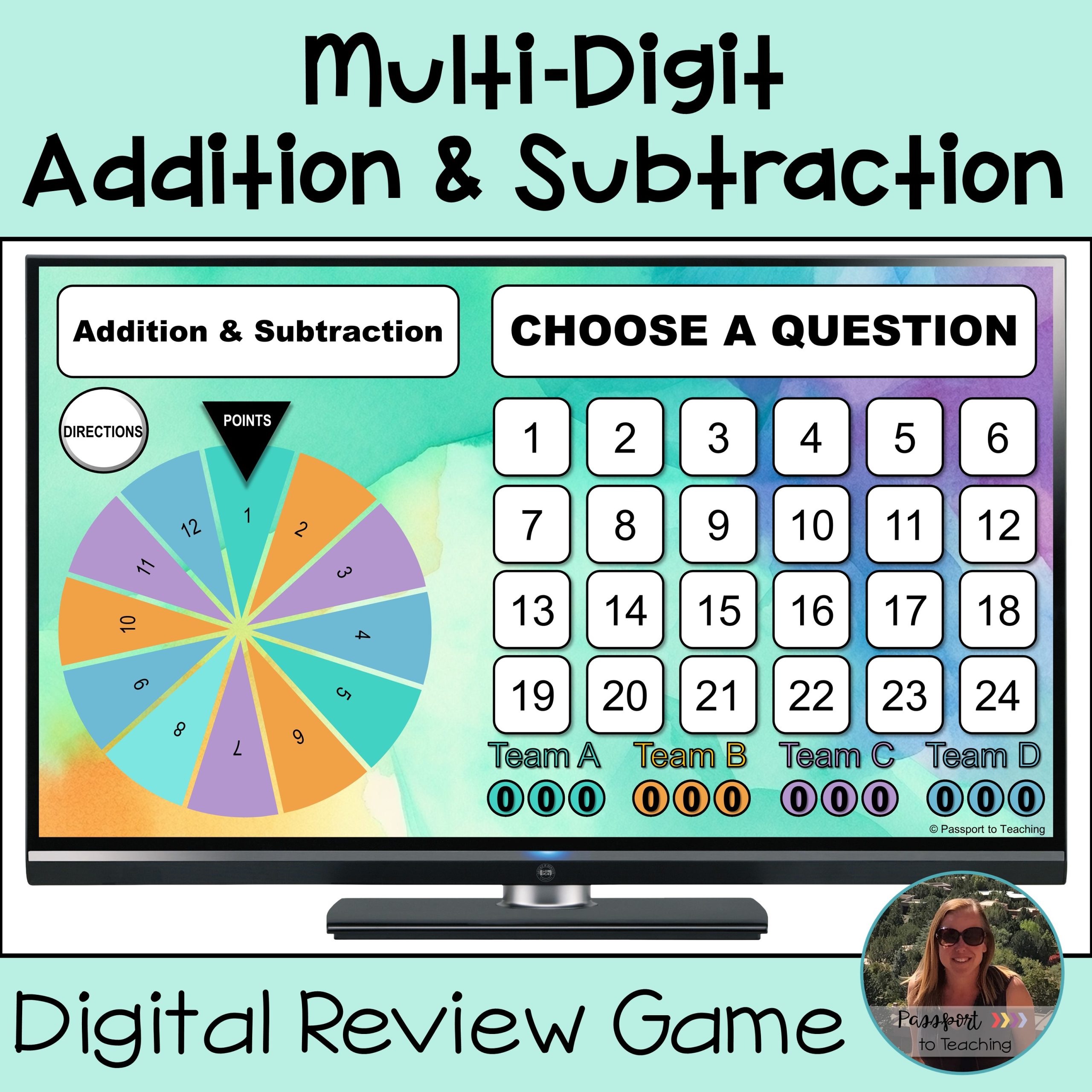 Multi Digit Addition and Subtraction Spinner Game PowerPoint Digital Activity