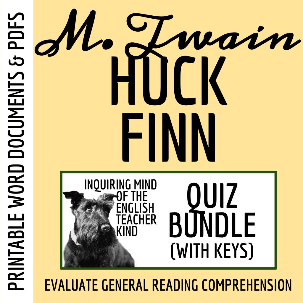 The Adventures of Huckleberry Finn by Mark Twain Quiz and Answer Key ...