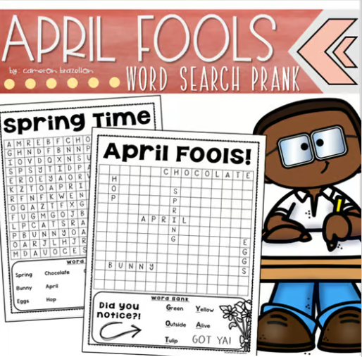 April Fool's Day Spring Word Search Prank