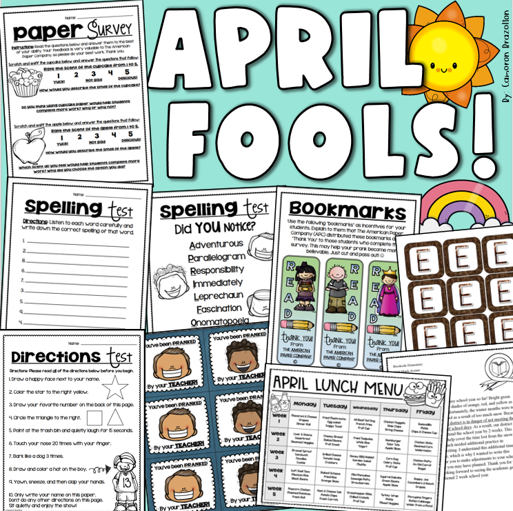 April Fool's Day Prank Following Directions Spelling Test BUNDLE