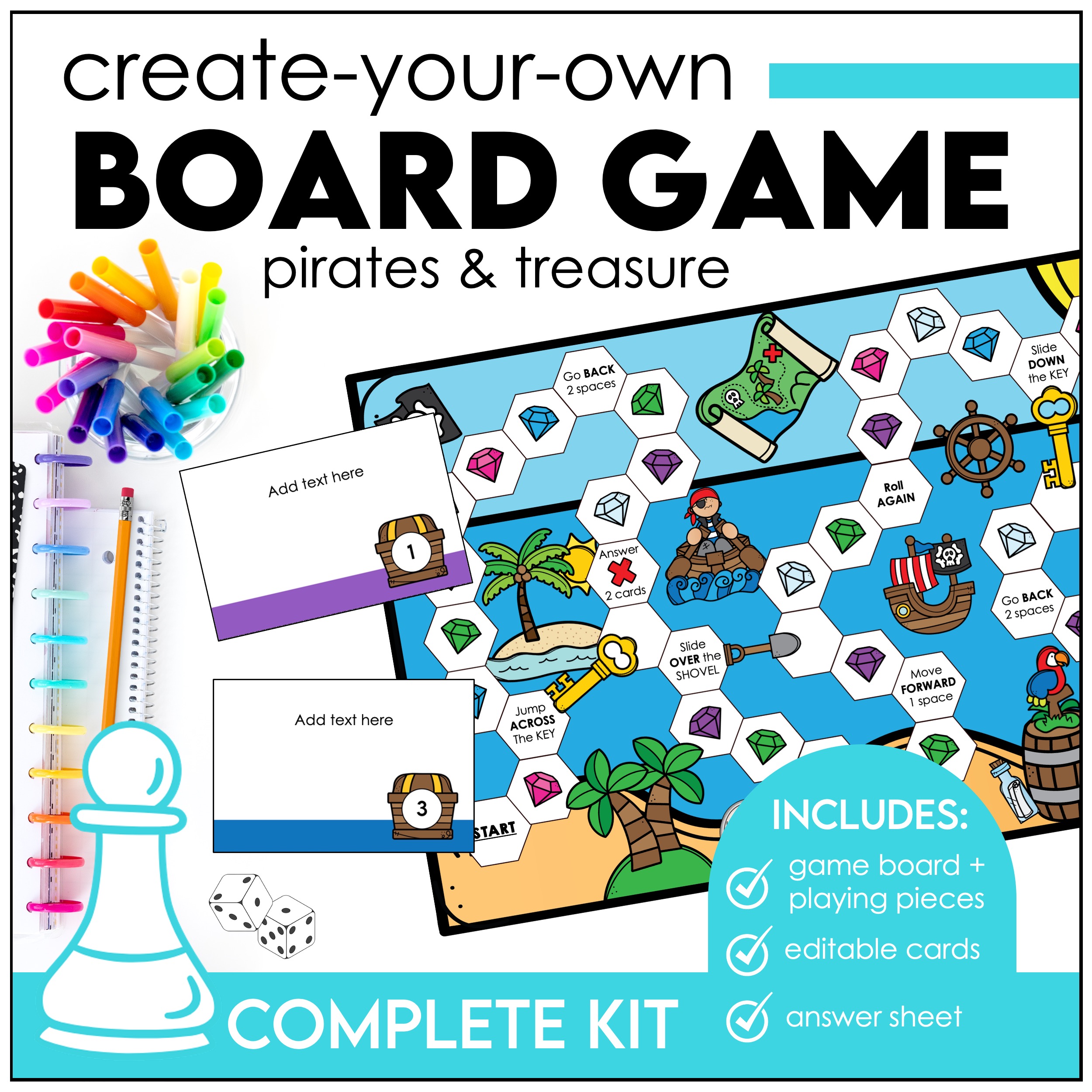 Create Your Own Pirate Board Game for any Subject | Templates & Game Cards