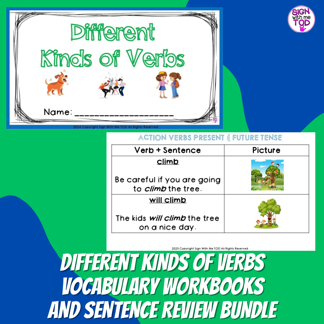 Different Kinds of Verbs Workbook and Sentence Review BUNDLE