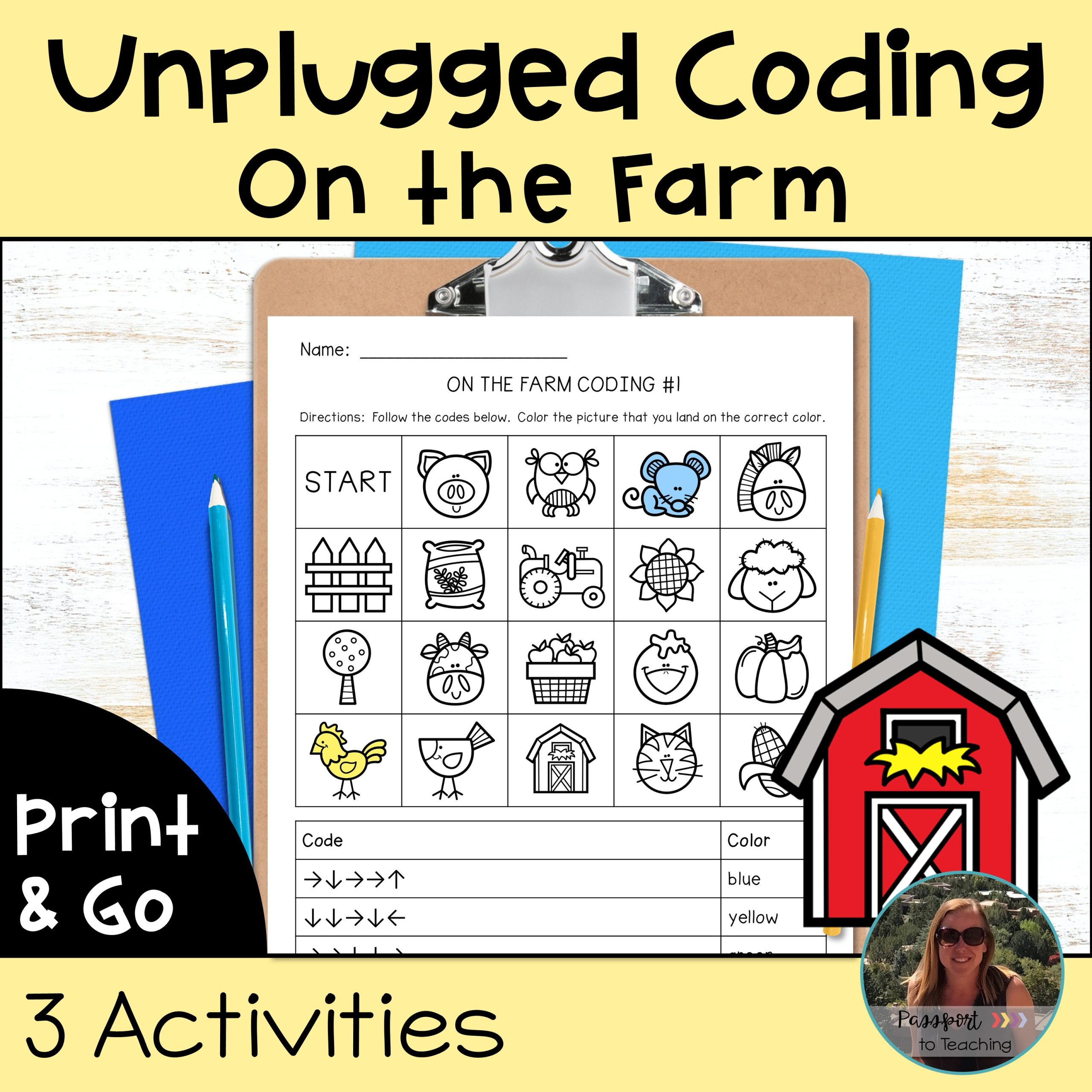 Coding Unplugged - Directional Coding - No Prep - Farm Theme