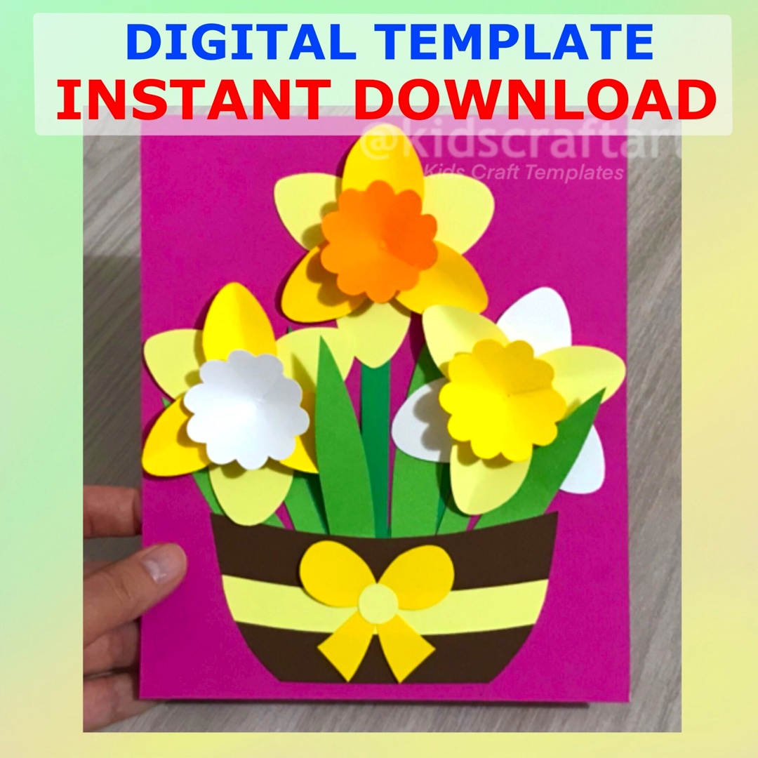 Daffodil Craft Card for mom Mothers Day Mother’s Spring Flower Summer Activity
