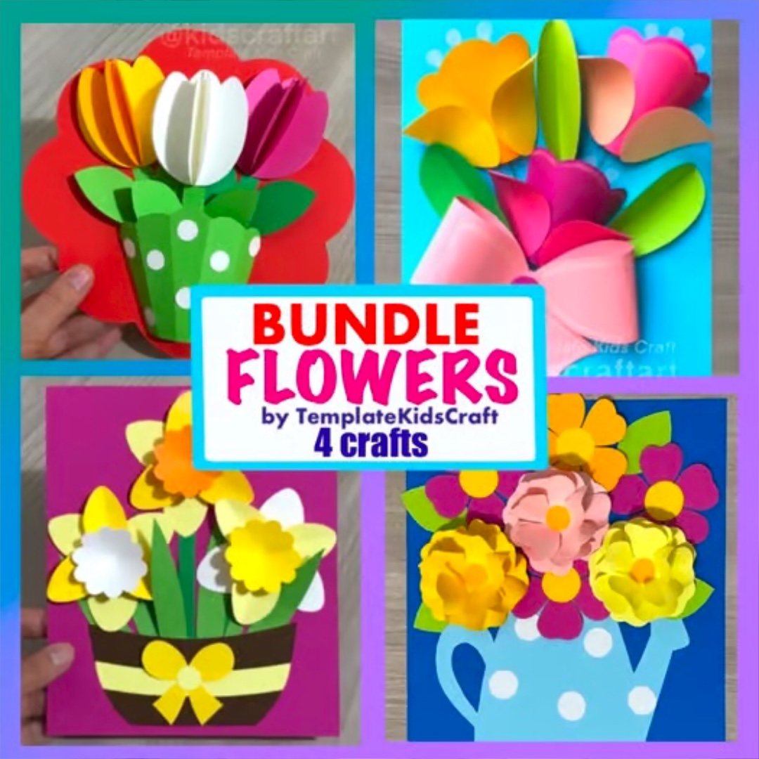 BUNDLE Flower Spring Mother’s Day Card Mom Craft March April May Crafts Tulips