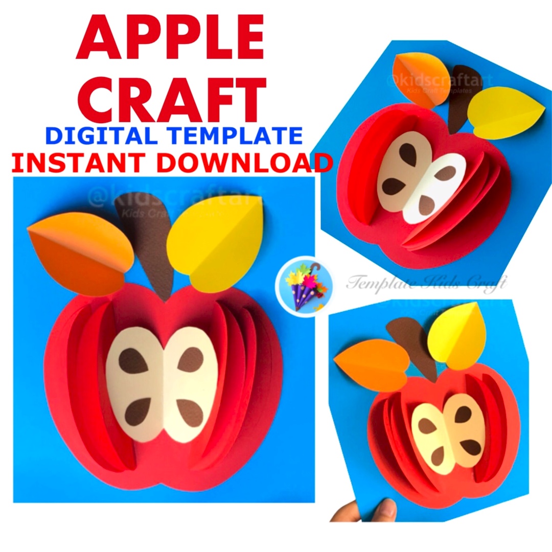 3D or 2D Autumn Fall Apple Craft September Ottober Harvest Crafts Fruit Bulletin Board