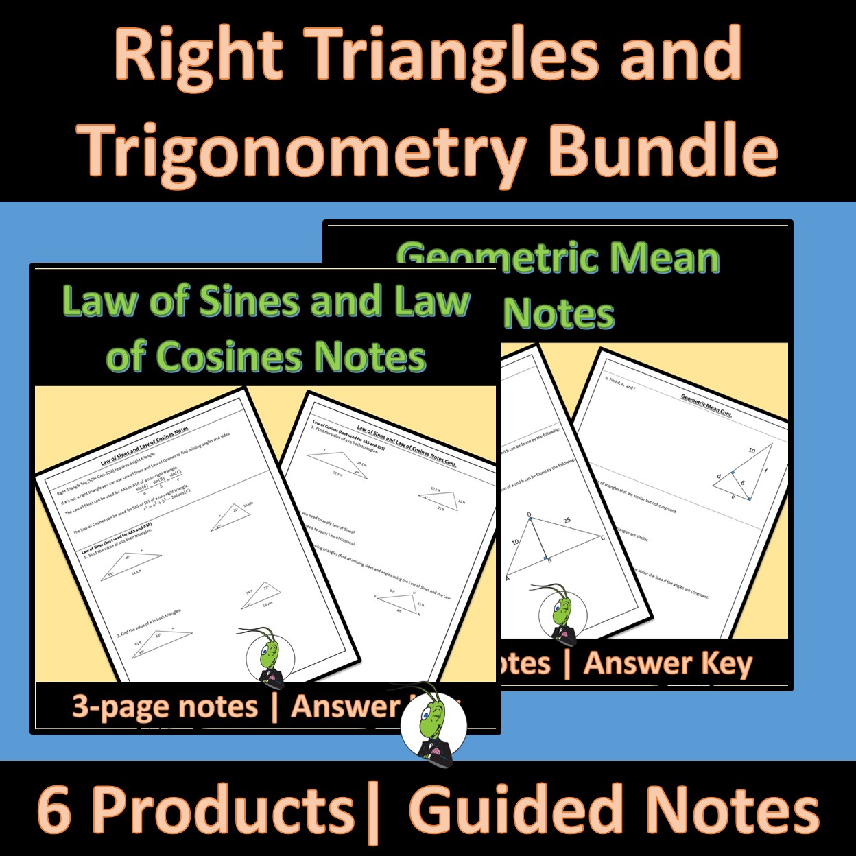 Right Triangles Trigonometry Guided Notes for Geometry Unit 8
