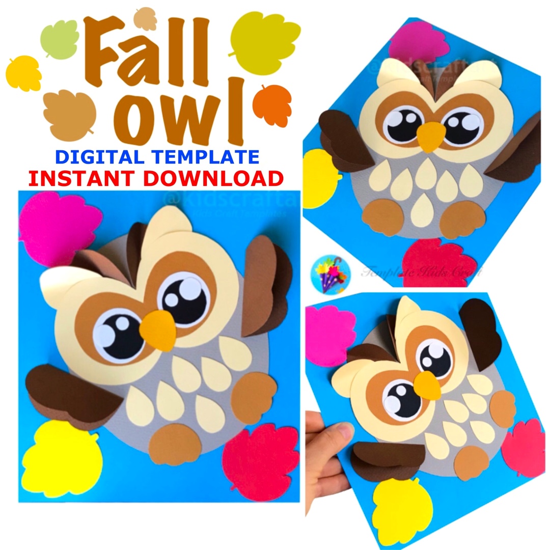 3D or 2D Fall Owl Craft Autumn Forest September Ottober Crafts Bulletin Board