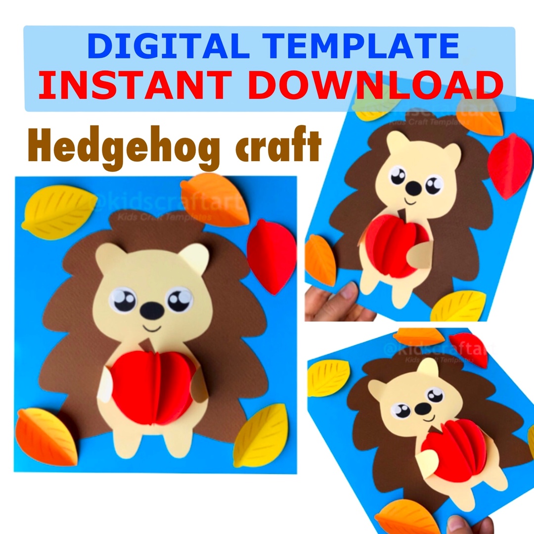 3D or 2D Fall Hedgehog Craft Autumn Forest September Ottober Crafts Bulletin Art