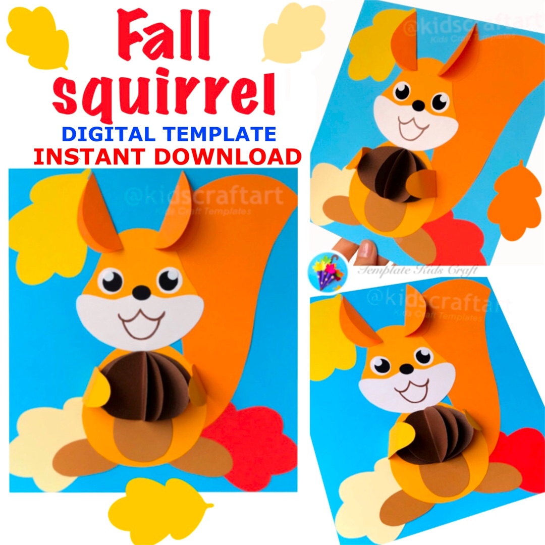 Fall Squirrel Craft Autumn Forest Animal September Crafts Classroom Bulletin Art
