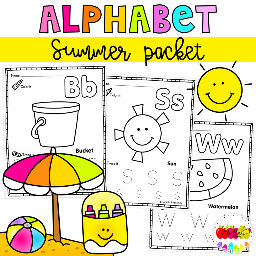Summer Alphabet Tracing Pages | Kindergarten Summer Packet End of the Year