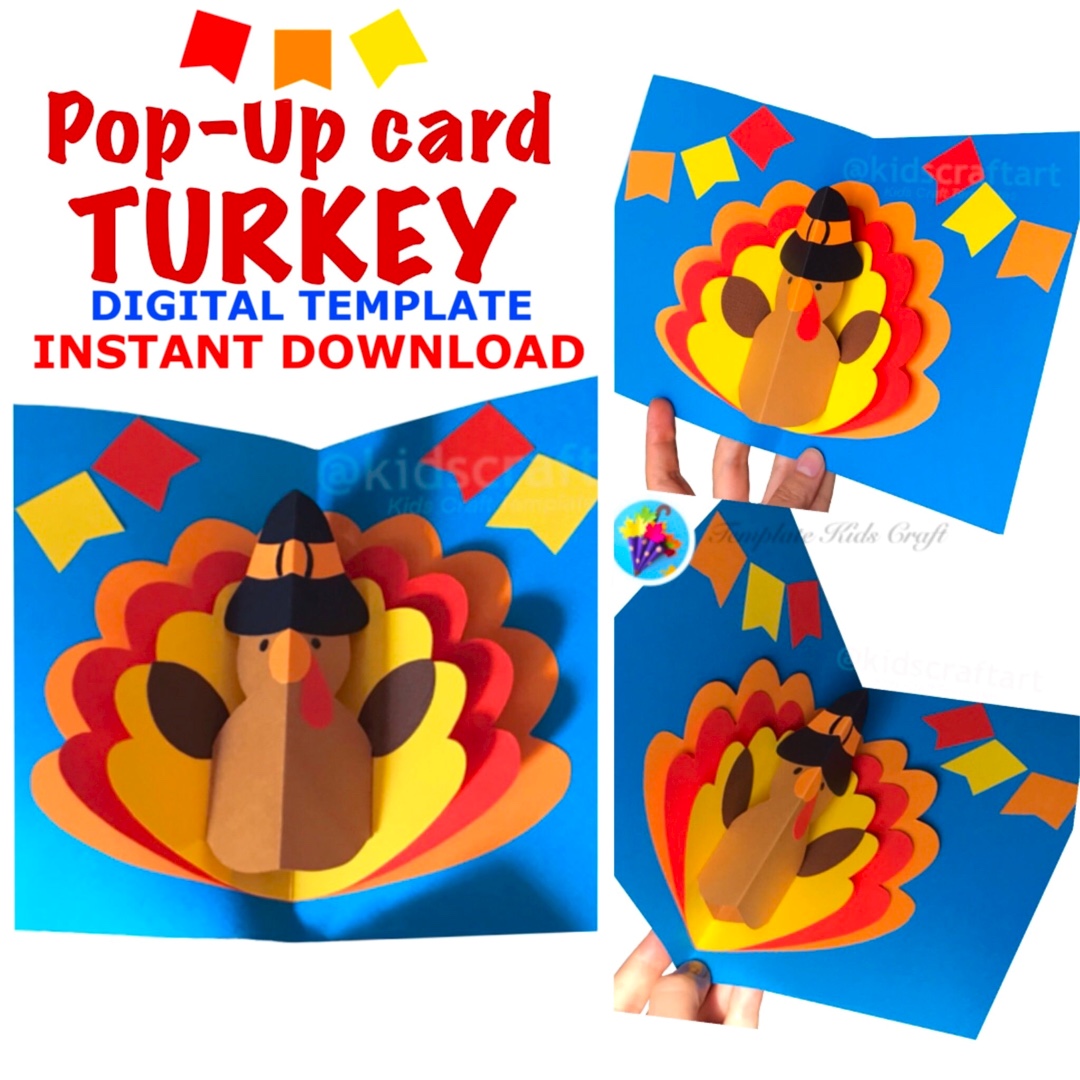 Pop Up Thanksgiving Turkey Card Fall Craft November Autumn Crafts Gift Greetings