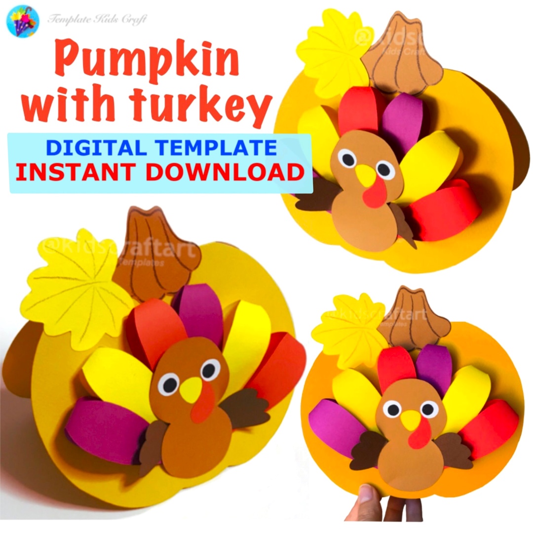 Pumpkin Turkey Thanksgiving Thank You Card Fall Crafts Autumn Craft Gift Parent