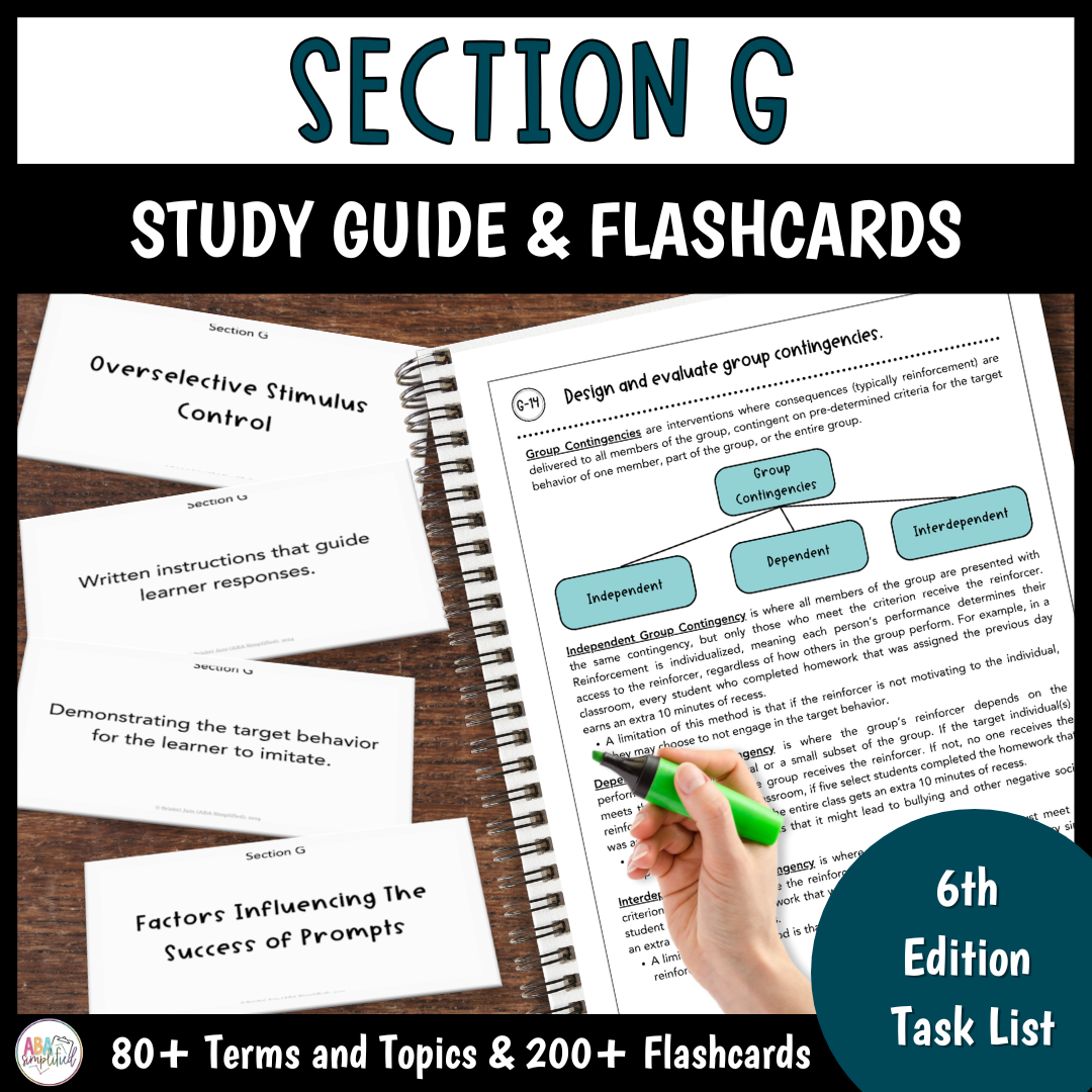 BCBA® Exam Prep Materials for 6th Edition | Section G Study Guide + Flashcards