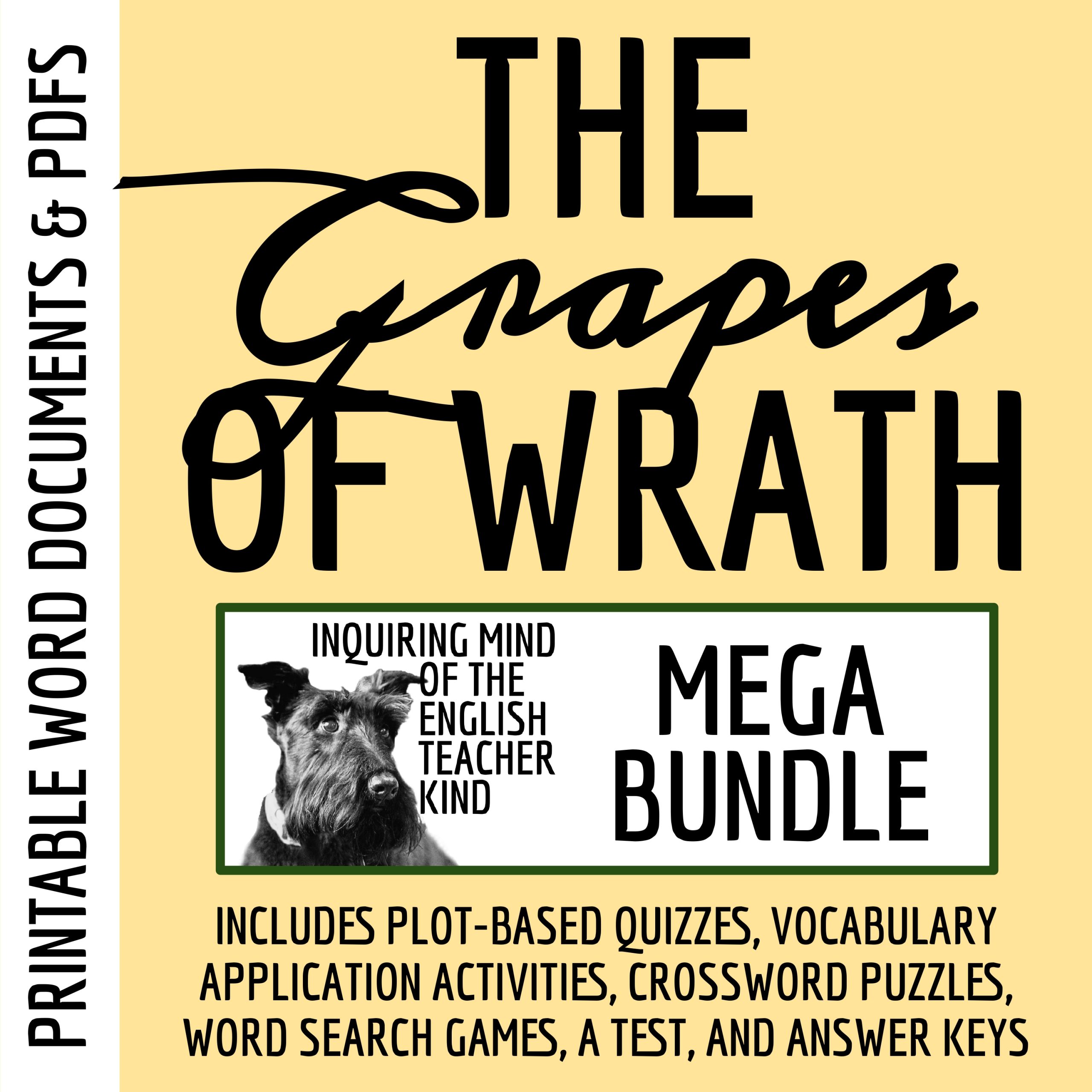 The Grapes of Wrath Quizzes, Vocabulary Games, Test, and Answer Keys Bundle