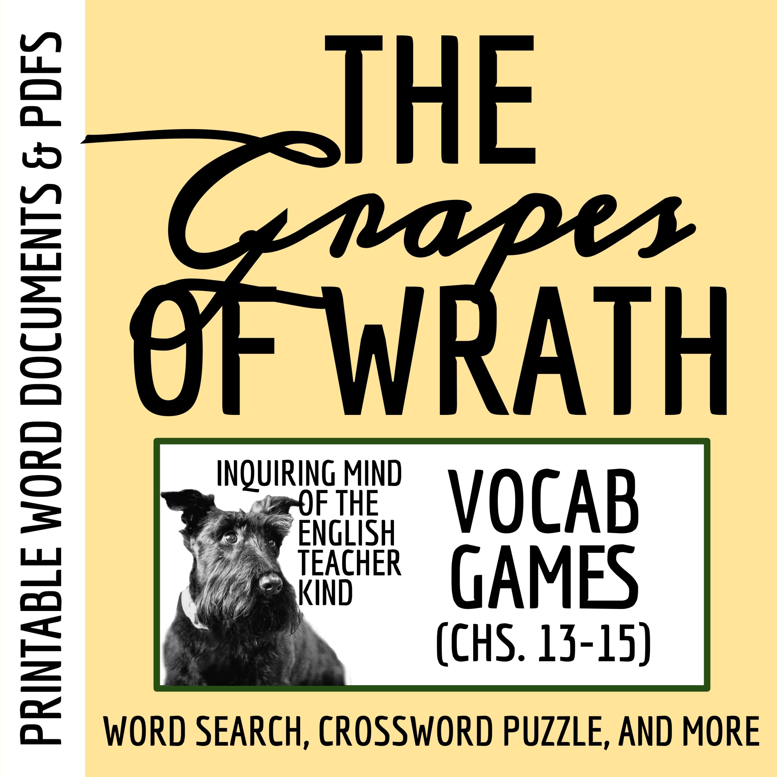The Grapes of Wrath Vocabulary Games for Chapters 13, 14, and 15