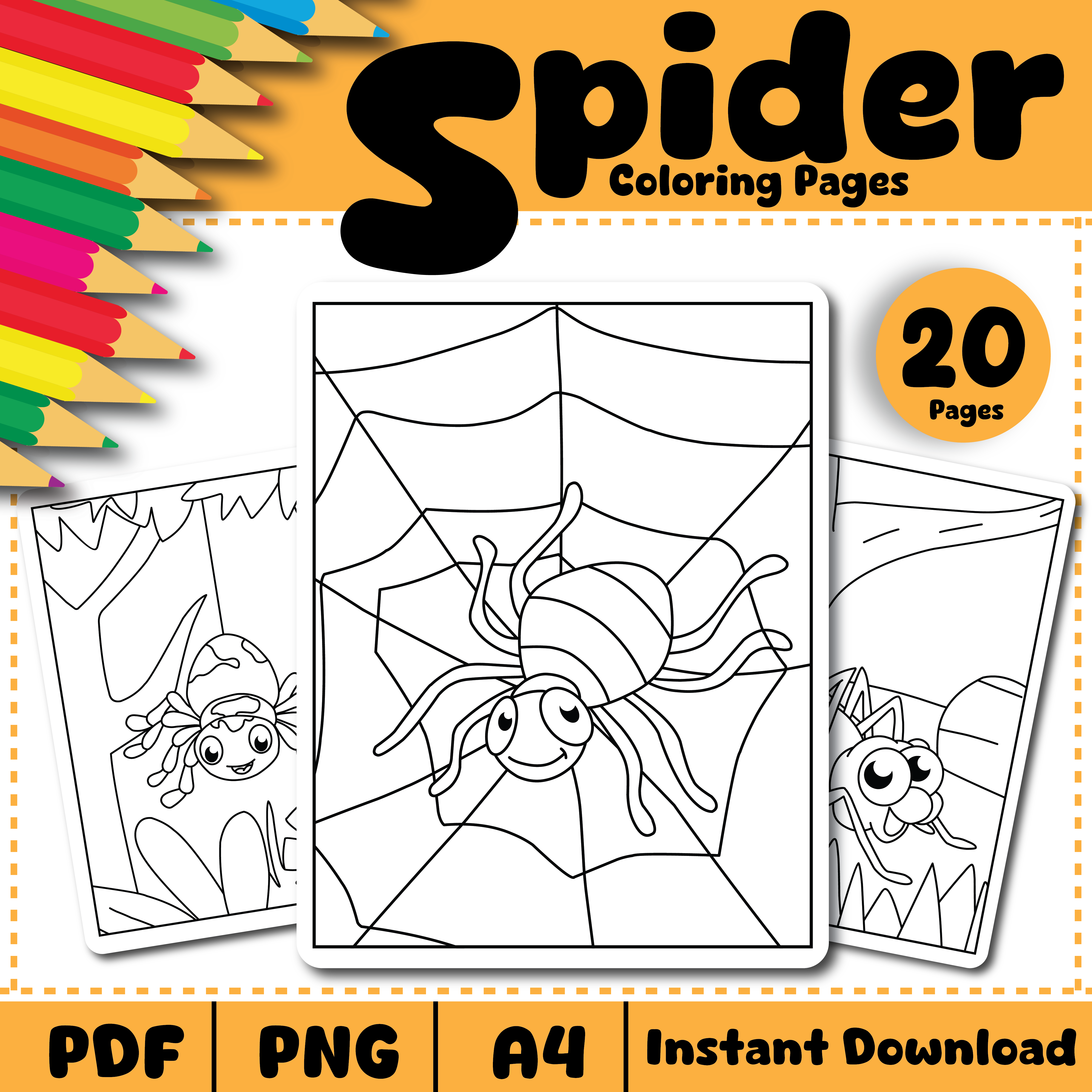 Cute 20 Printable Spider Coloring Pages Gift For Kids & Adults, for Relaxation And Stress Relief