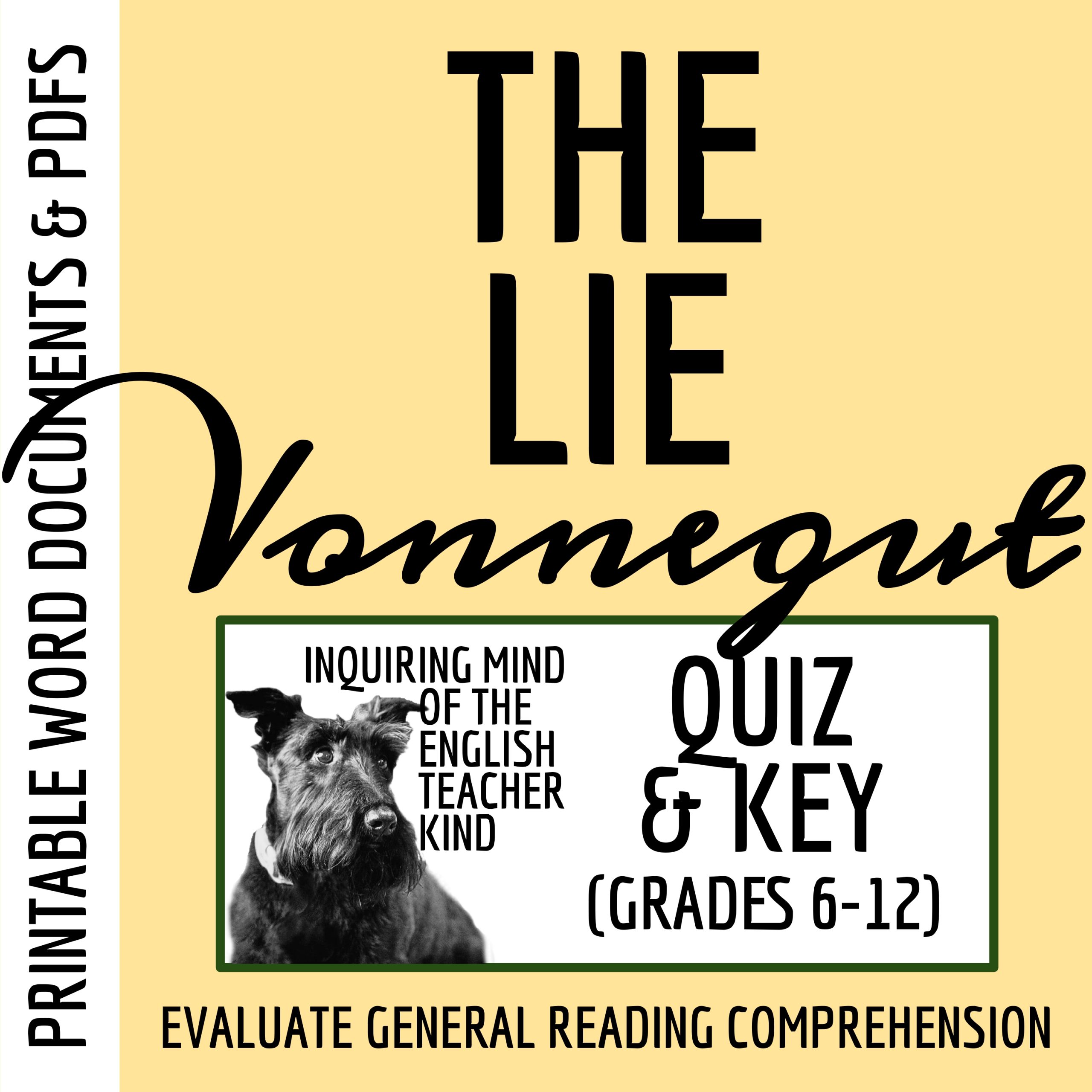 "The Lie" by Kurt Vonnegut Quiz and Answer Key for High School