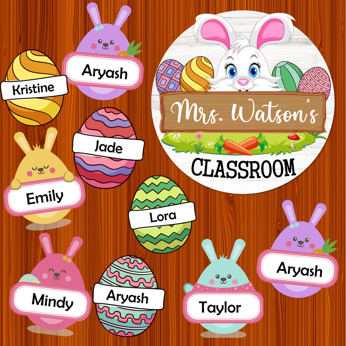 April Welcome Door Display, Easter Bunny Bulletin Board, Classroom decor