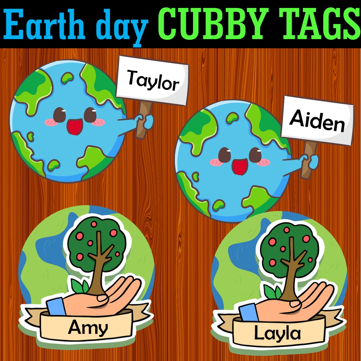 Earth Day Name Tags | Earth Cubby Labels | Editable Earth day Name Labels