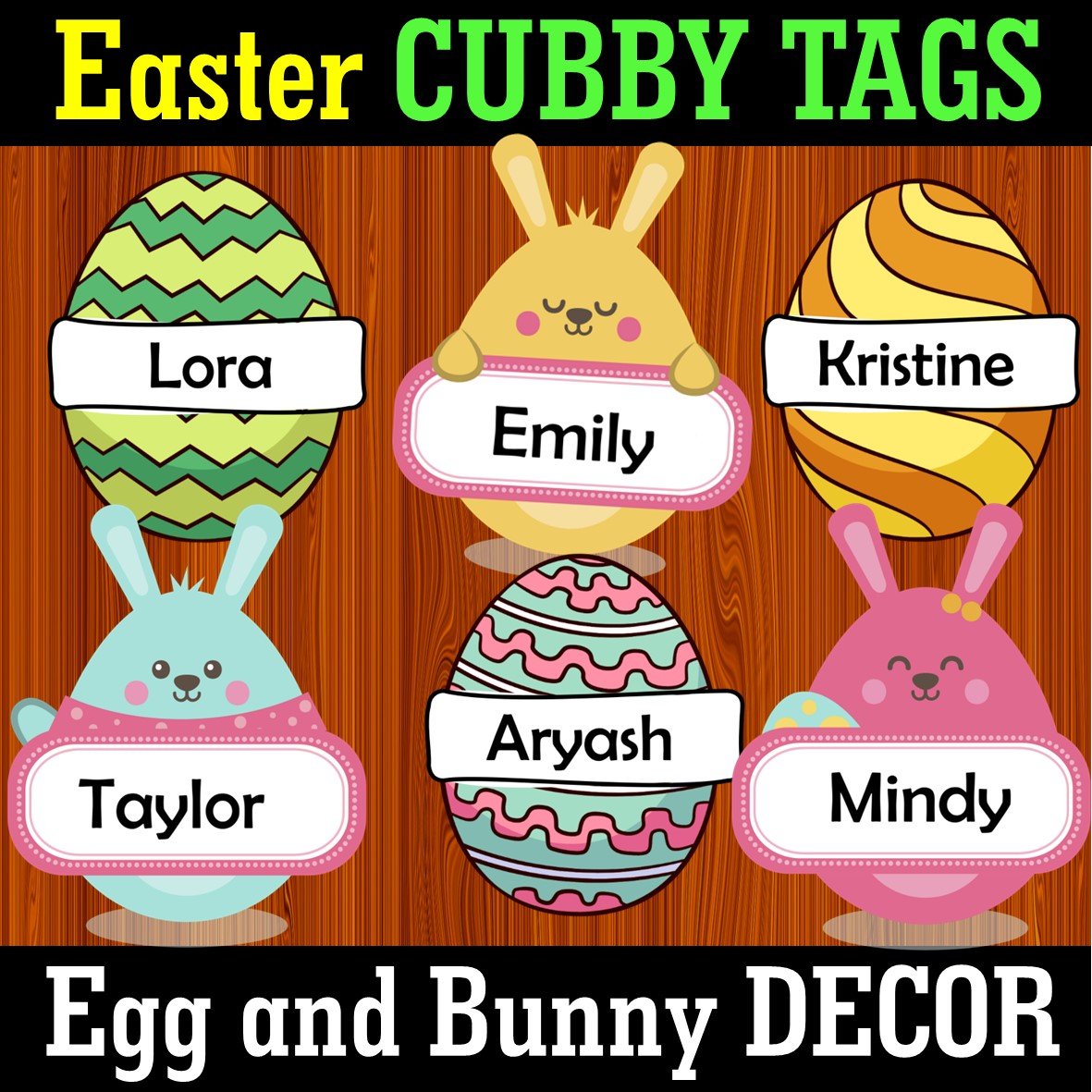 Easter Name Tags | Bunny Egg Cubby Labels | Editable Spring Name Labels