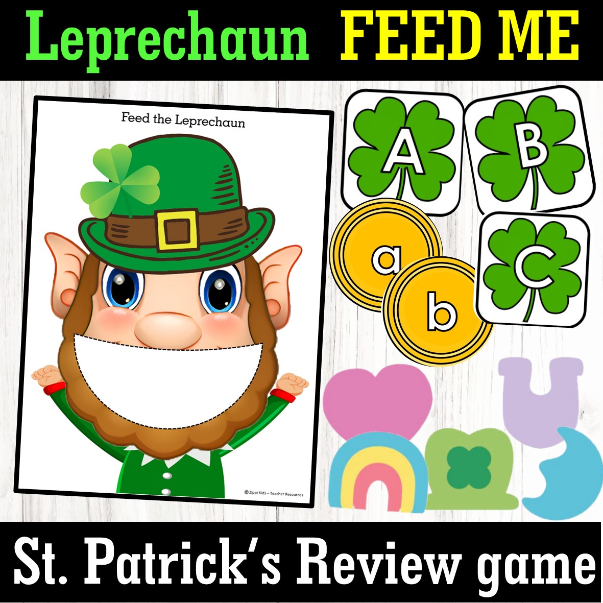 St Patrick's day Feed ME Numbers & Letters review Game, Leprechaun activities