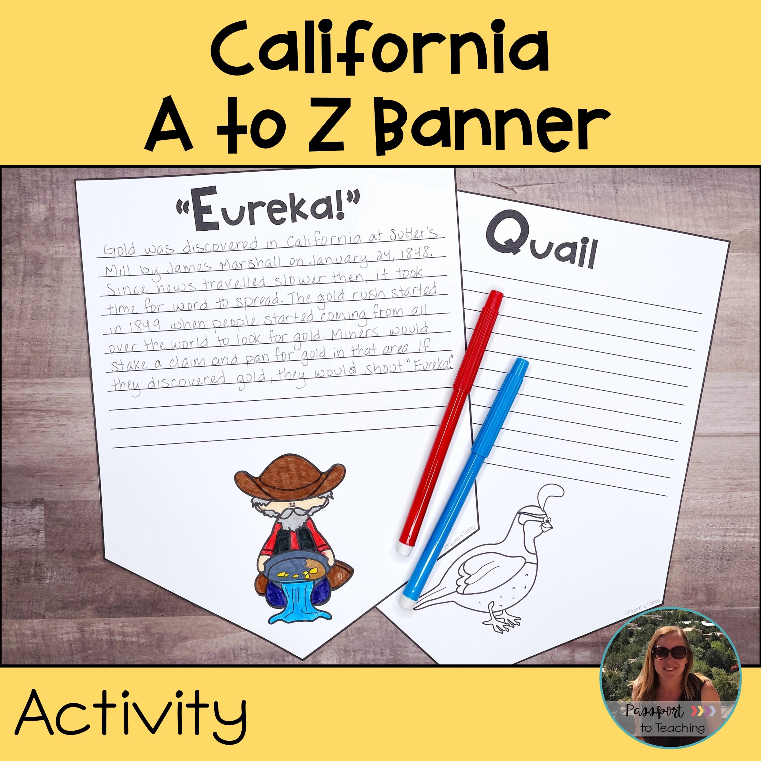 California A to Z Banner - California History Activities