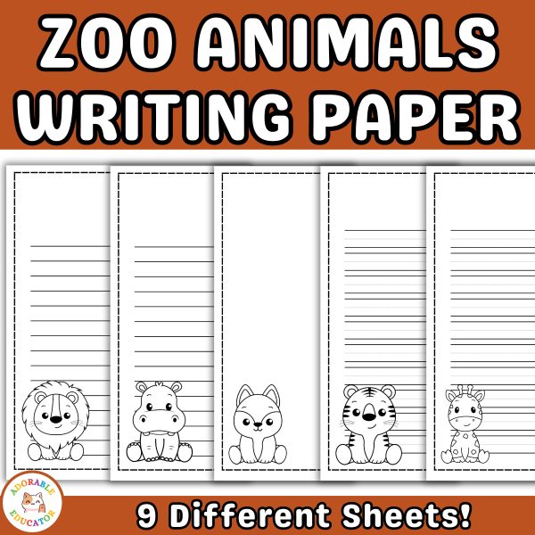 Zoo Animals Writing Paper - Lined and Unlined - Story & Research ...
