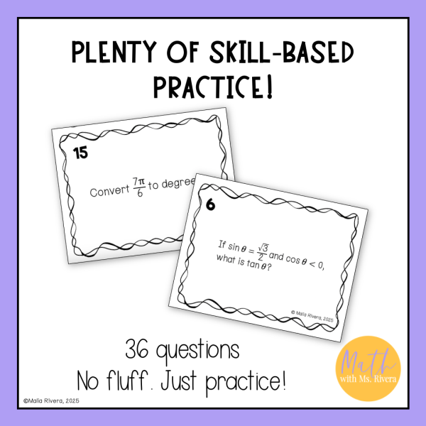 Trigonometry End of Year Review Test Prep Task Cards EOY Final Exams ...