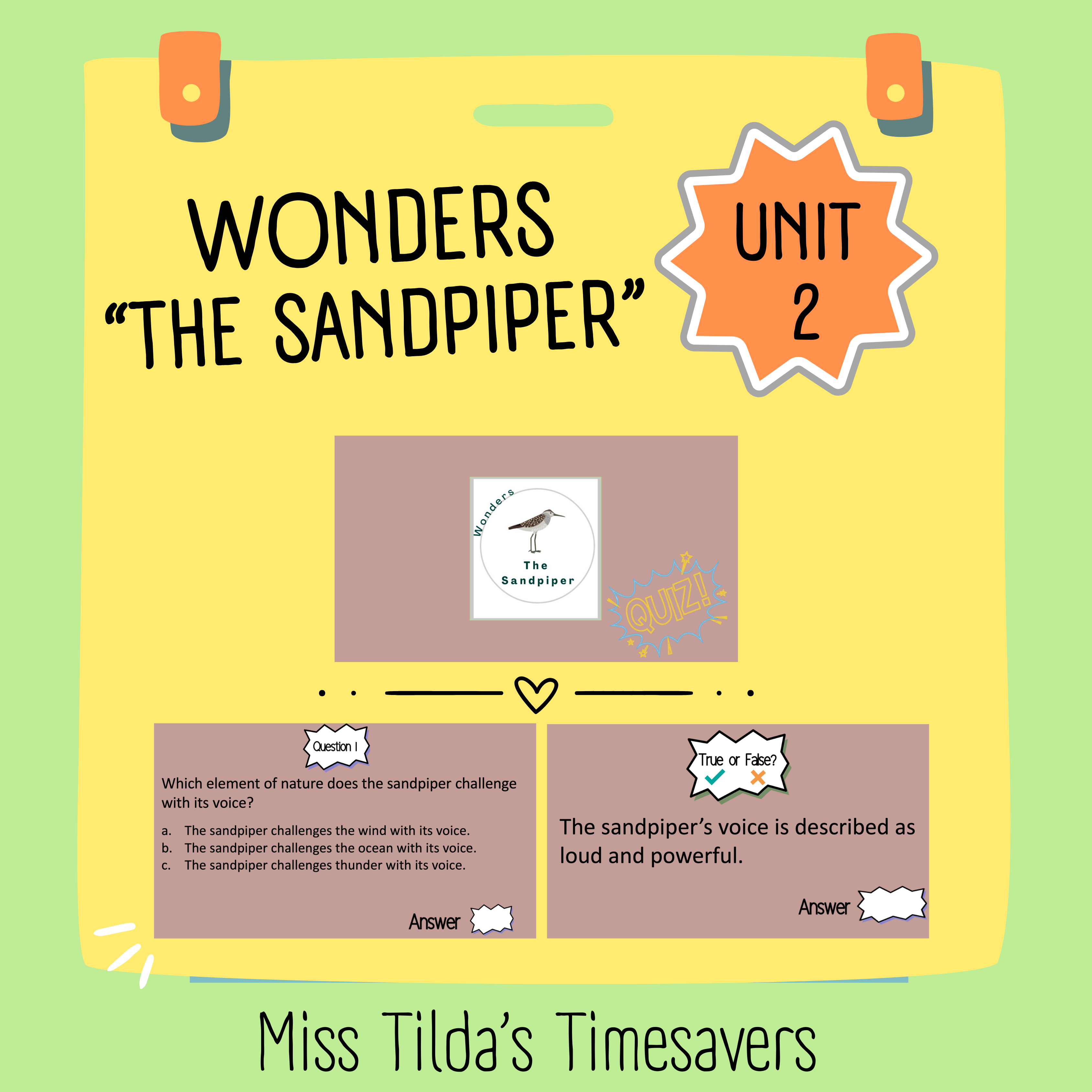 "The Sandpiper" Quiz - Grade 4 Wonders
