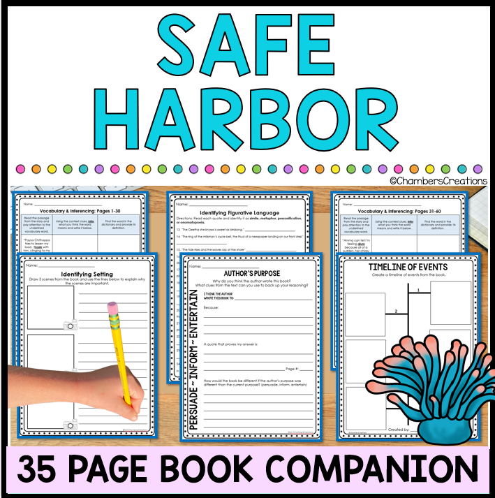 Safe Harbor Novel Study Padma Venkatraman Book Activities Vocabulary