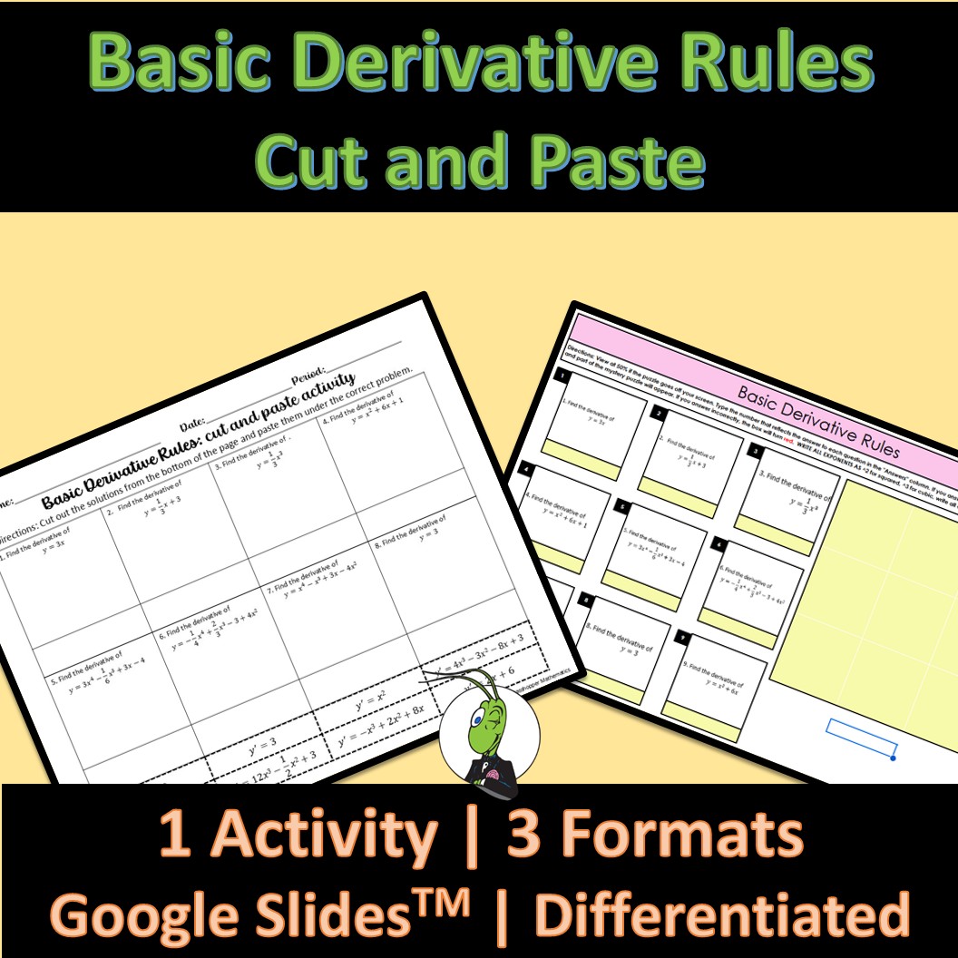 Basic Derivative Rules Sum and Difference Cut and Paste for AP® Calculus 2.5