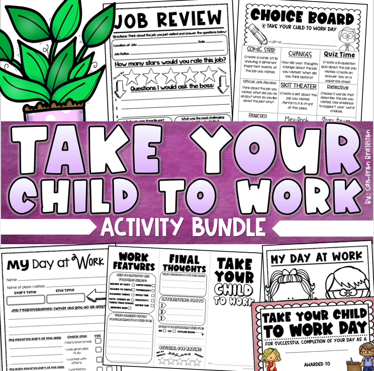 Take Your Child to Work Day Reflection Sheets & Writing Activity Bundle