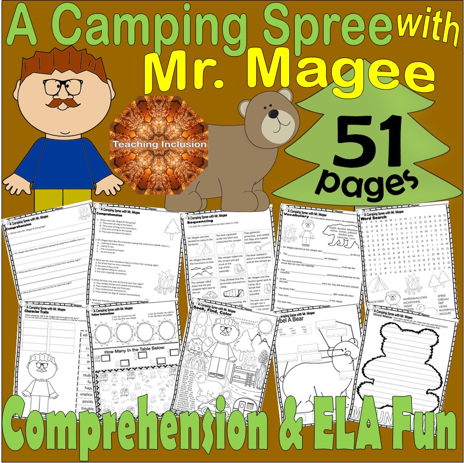 A Camping Spree with Mr. Magee Read Aloud Book Companion Reading Comprehension Worksheets
