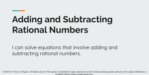 Adding and Subtracting Rational Numbers Slides