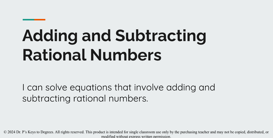 Adding and Subtracting Rational Numbers Slides