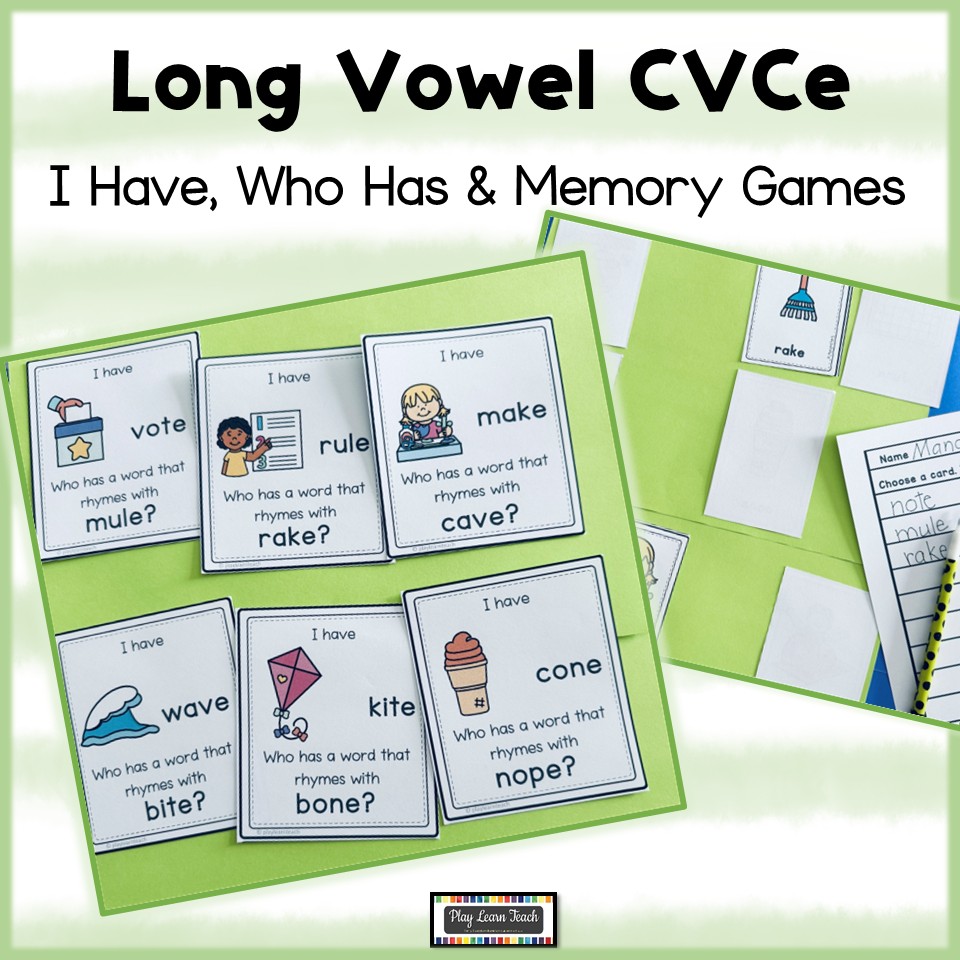 CVCe Word Games I Have Who Has Long Vowel Rhyming Activities