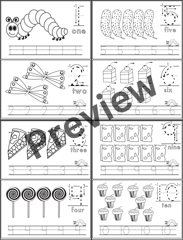 Hungry Caterpillar Number 1 to 15 Tracing, Counting & Coloring Spring ...
