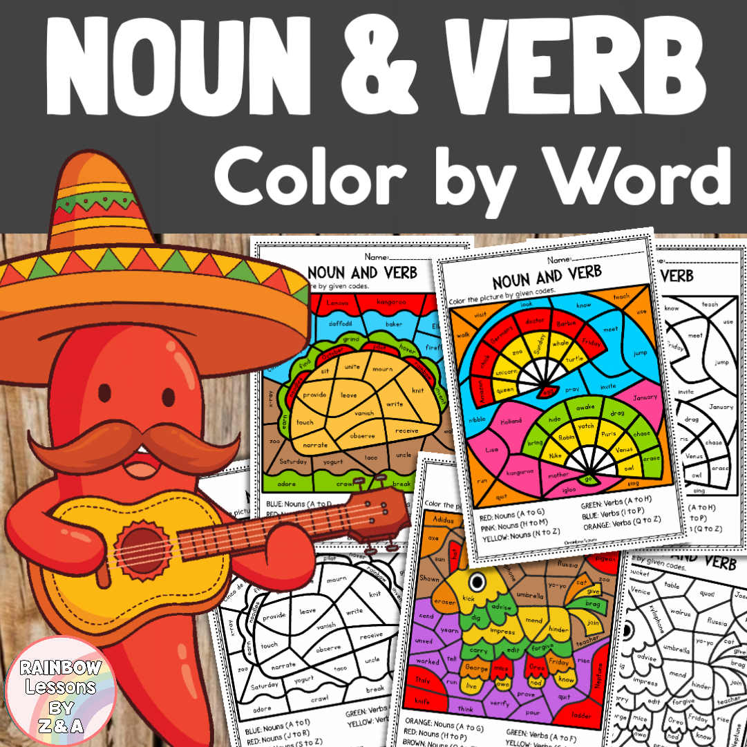 Cinco De Mayo Coloring Pages | Noun and Verb Sort | Cinco De Mayo Activities